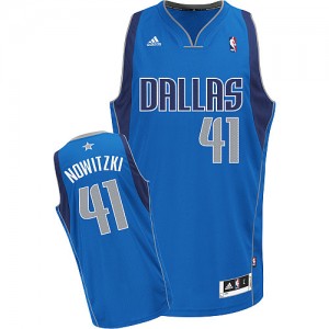 Dallas Mavericks Dirk Nowitzki #41 Road Swingman Maillot d'équipe de NBA - Bleu royal pour Homme