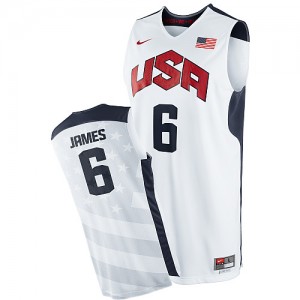 Maillot Nike Blanc 2012 Olympics Authentic Team USA - LeBron James #6 - Homme