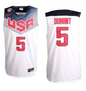 Team USA #5 Nike 2014 Dream Team Blanc Authentic Maillot d'équipe de NBA en soldes - Kevin Durant pour Homme
