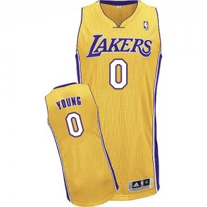 Maillot NBA Los Angeles Lakers #0 Nick Young Or Adidas Authentic Home - Homme