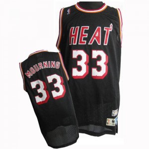 Maillot NBA Noir Alonzo Mourning #33 Miami Heat Throwback Authentic Homme Adidas