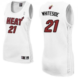 Maillot NBA Miami Heat #21 Hassan Whiteside Blanc Adidas Swingman Home - Femme