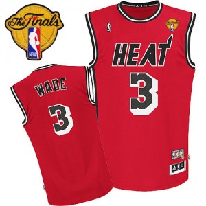 Maillot Authentic Miami Heat NBA Hardwood Classics Nights Finals Patch Rouge - #3 Dwyane Wade - Homme
