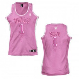 Chicago Bulls Derrick Rose #1 Fashion Authentic Maillot d'équipe de NBA - Rose pour Femme