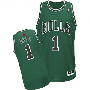 Chicago Bulls #1 Adidas Vert Authentic Maillot d'équipe de NBA Discount - Derrick Rose pour Homme