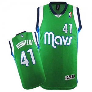 Dallas Mavericks Dirk Nowitzki #41 Authentic Maillot d'équipe de NBA - Vert pour Homme