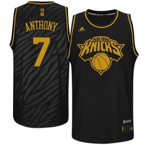 Maillot Adidas Noir Precious Metals Fashion Authentic New York Knicks - Carmelo Anthony #7 - Homme