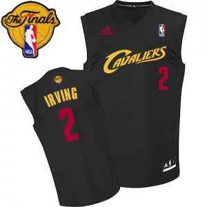 Maillot NBA Cleveland Cavaliers #2 Kyrie Irving Noir (Rouge No.) Adidas Swingman Fashion 2015 The Finals Patch - Homme