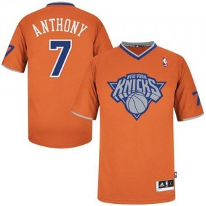 New York Knicks Carmelo Anthony #7 2013 Christmas Day Authentic Maillot d'équipe de NBA - Orange pour Homme