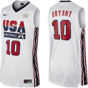 Maillot NBA Team USA #10 Kobe Bryant Blanc Nike Authentic 2012 Olympic Retro - Homme