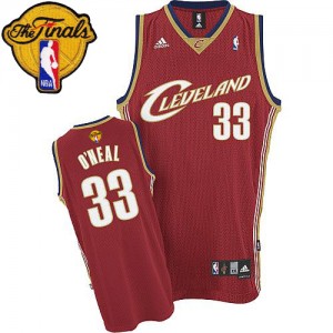 Maillot Swingman Cleveland Cavaliers NBA Throwback 2015 The Finals Patch Rouge - #33 Shaquille O'Neal - Homme