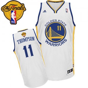 Maillot NBA Golden State Warriors #11 Klay Thompson Blanc Adidas Swingman Home 2015 The Finals Patch - Femme