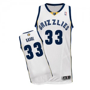 Maillot NBA Blanc Marc Gasol #33 Memphis Grizzlies Home Authentic Homme Adidas