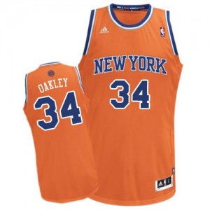 New York Knicks #34 Adidas Alternate Orange Swingman Maillot d'équipe de NBA la vente - Charles Oakley pour Homme