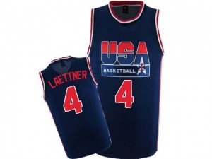 Maillot NBA Team USA #4 Christian Laettner Bleu marin Nike Swingman 2012 Olympic Retro - Homme