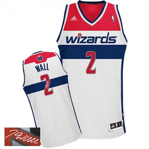 Washington Wizards John Wall #2 Home Autographed Authentic Maillot d'équipe de NBA - Blanc pour Homme