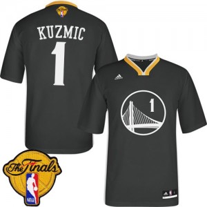 Maillot NBA Noir Ognjen Kuzmic #1 Golden State Warriors Alternate 2015 The Finals Patch Authentic Homme Adidas