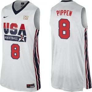 Maillot NBA Team USA #8 Scottie Pippen Blanc Nike Authentic 2012 Olympic Retro - Homme