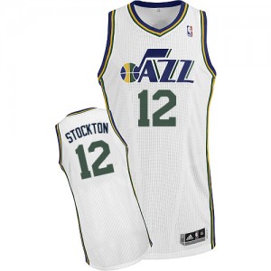 Maillot Authentic Utah Jazz NBA Home Blanc - #12 John Stockton - Homme