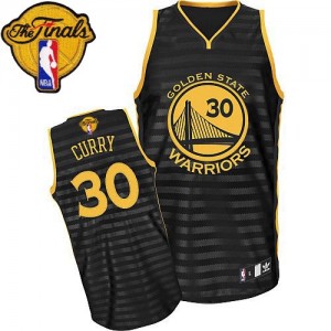 Maillot Authentic Golden State Warriors NBA Groove 2015 The Finals Patch Gris noir - #30 Stephen Curry - Homme