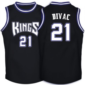 Sacramento Kings Vlade Divac #21 Throwback Authentic Maillot d'équipe de NBA - Noir pour Homme