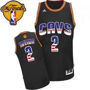 Maillot NBA Swingman Kyrie Irving #2 Cleveland Cavaliers USA Flag Fashion 2015 The Finals Patch Noir - Homme