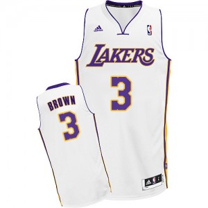 Maillot NBA Los Angeles Lakers #3 Anthony Brown Blanc Adidas Swingman Alternate - Homme