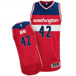 Maillot NBA Washington Wizards #42 Nene Rouge Adidas Authentic Road - Homme