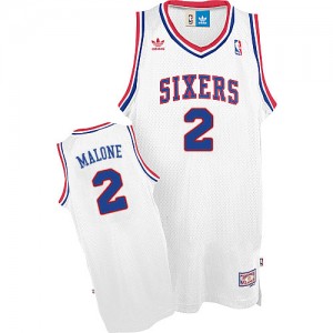 Maillot Adidas Blanc Throwback Authentic Philadelphia 76ers - Moses Malone #2 - Homme