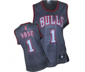 Chicago Bulls Derrick Rose #1 Rhythm Fashion Authentic Maillot d'équipe de NBA - Noir pour Femme