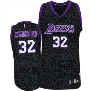 Maillot Authentic Los Angeles Lakers NBA Crazy Light Violet - #32 Magic Johnson - Homme