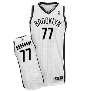 Maillot NBA Blanc Andrea Bargnani #77 Brooklyn Nets Home Authentic Homme Adidas
