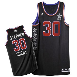 Maillot NBA Golden State Warriors #30 Stephen Curry Noir Adidas Authentic 2015 All Star - Homme