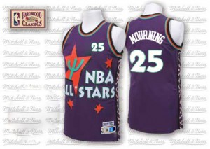Maillot NBA Charlotte Hornets #25 Alonzo Mourning Violet Adidas Authentic Throwback 1995 All Star - Homme