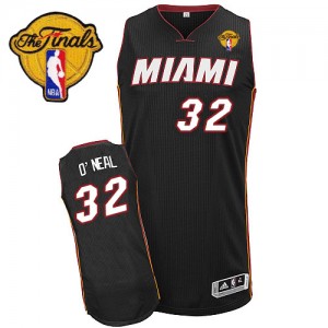 Maillot NBA Miami Heat #32 Shaquille O'Neal Noir Adidas Authentic Road Finals Patch - Homme