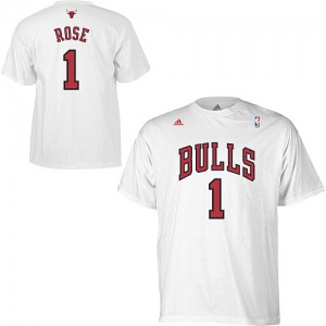 Tee-Shirt Adidas Blanc Game Time Chicago Bulls - Derrick Rose #1 - Homme