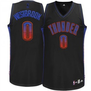 Maillot NBA Oklahoma City Thunder #0 Russell Westbrook Noir Adidas Authentic Vibe - Homme