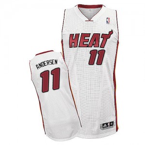Maillot NBA Miami Heat #11 Chris Andersen Blanc Adidas Authentic Home - Homme
