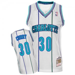Maillot NBA Blanc Dell Curry #30 Charlotte Hornets Throwback Authentic Homme Mitchell and Ness