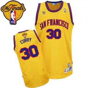 Maillot Swingman Golden State Warriors NBA Throwback San Francisco Day 2015 The Finals Patch Or - #30 Stephen Curry - Homme