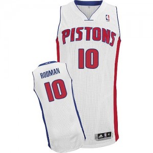 Detroit Pistons Dennis Rodman #10 Home Authentic Maillot d'équipe de NBA - Blanc pour Homme