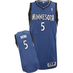 Maillot NBA Minnesota Timberwolves #5 Gorgui Dieng Slate Blue Adidas Authentic Road - Homme