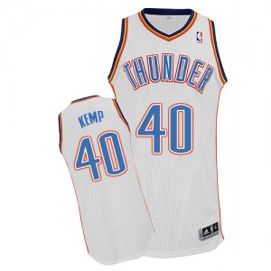 Maillot Adidas Blanc Home Authentic Oklahoma City Thunder - Shawn Kemp #40 - Homme