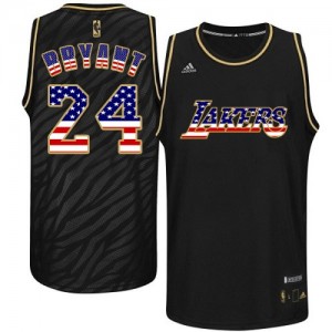 Maillot Authentic Los Angeles Lakers NBA USA Flag Fashion Noir - #24 Kobe Bryant - Homme