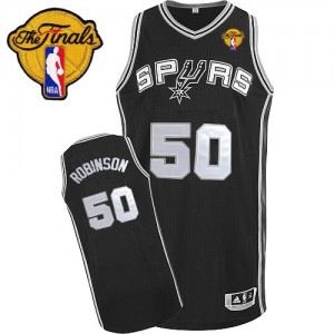 Maillot NBA Authentic David Robinson #50 San Antonio Spurs Road Finals Patch Noir - Homme
