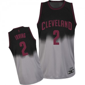 Maillot NBA Cleveland Cavaliers #2 Kyrie Irving Gris noir Adidas Authentic Fadeaway Fashion - Homme