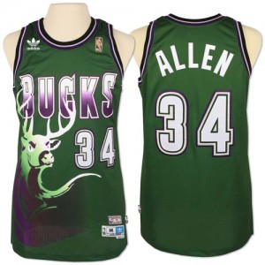 Maillot NBA Milwaukee Bucks #34 Giannis Antetokounmpo Vert Adidas Authentic New Throwback - Homme