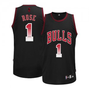 Maillot NBA Noir Derrick Rose #1 Chicago Bulls Fashion Authentic Homme Adidas