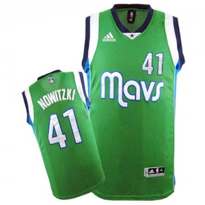 Maillot NBA Vert Dirk Nowitzki #41 Dallas Mavericks Swingman Homme Adidas