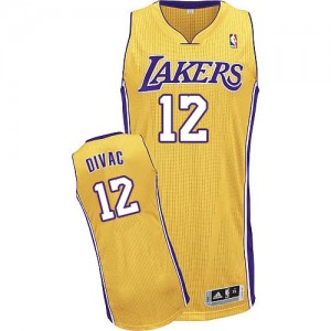 Los Angeles Lakers Vlade Divac #12 Home Authentic Maillot d'équipe de NBA - Or pour Homme